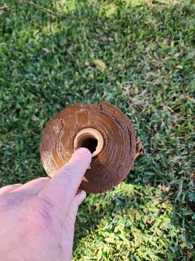 Used sediment filter showing particles captured from Brisbane household water