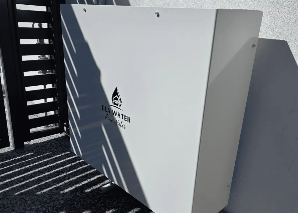 Close-up of Jila Water whole home filtration system in South Brisbane