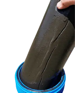 Dirty Jila Water whole home filtration filter showing captured contaminants