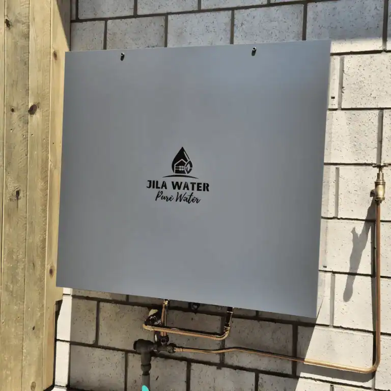 Monument grey Jila Water filtration system showing neat copper pipework and isolation valves